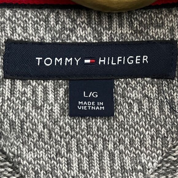 Tommy Hilfiger Gray Cotton Cardigan Sweater | Size Large - Picture 3 of 8
